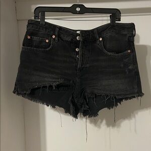 We The Free Black Distressed Jean Shorts
